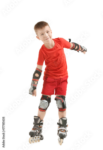 Funny boy on roller skates ...