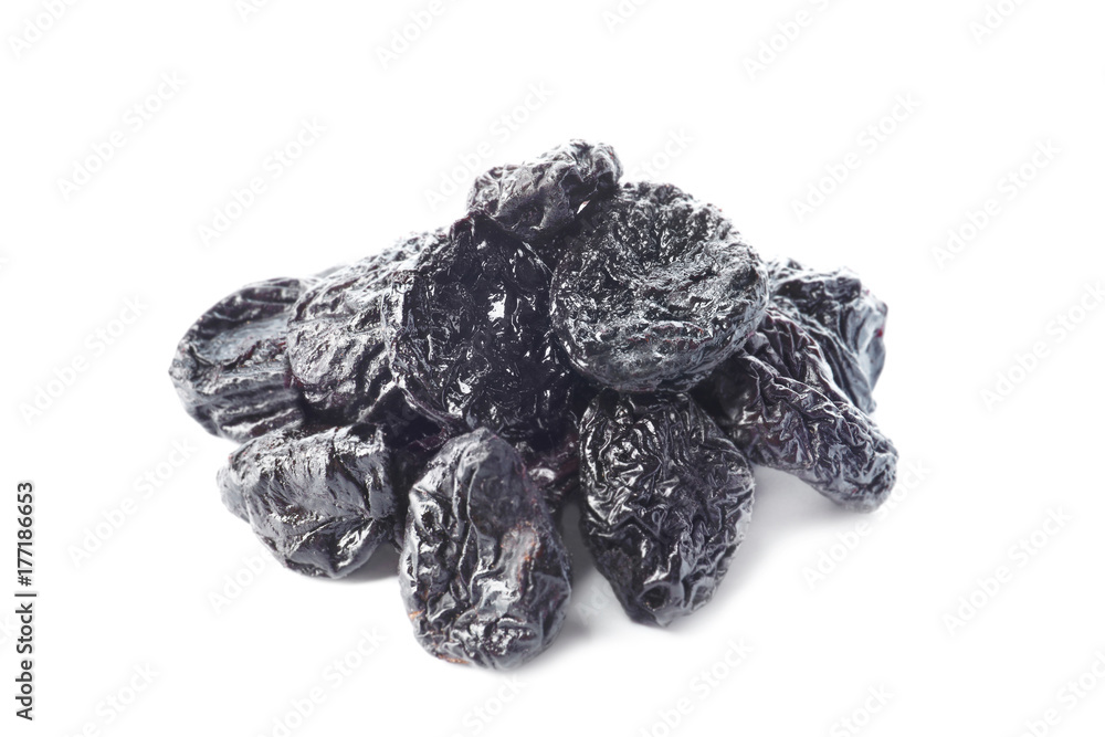 Tasty dried plums on white background Tasty dried plums on white background