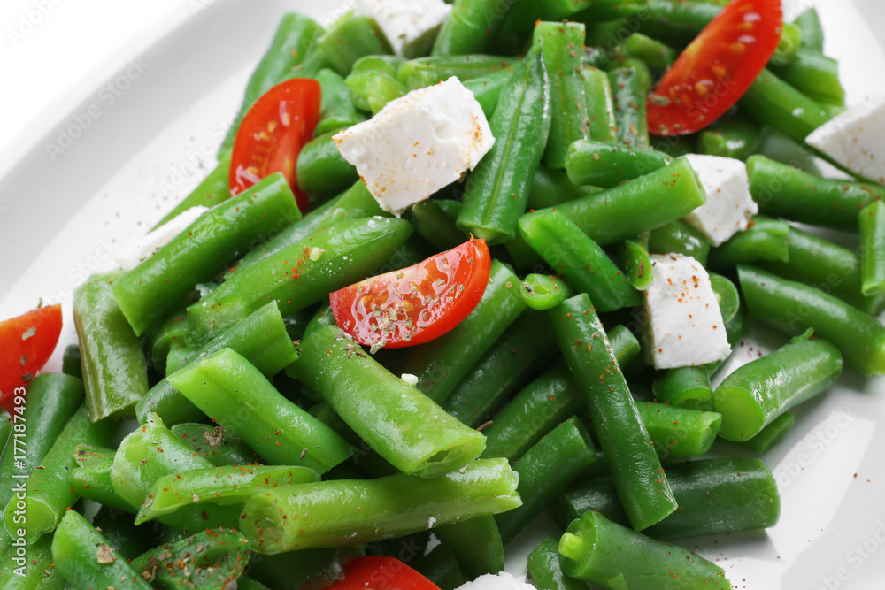 Delicious green beans salad, closeup Delicious green beans salad, closeup