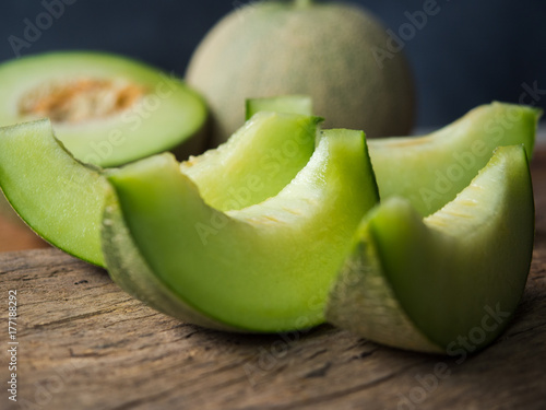 Fresh japanese green melon fruit.