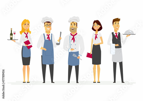 Restaurant staff - cartoon people characters isolated illustration