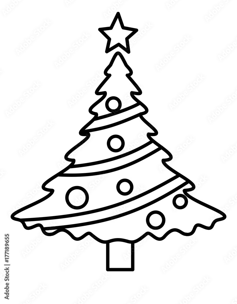 クリスマスツリー 線画 Stock イラスト Adobe Stock
