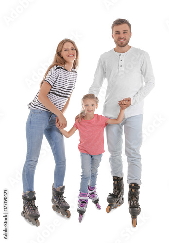 Family on roller skates aga...