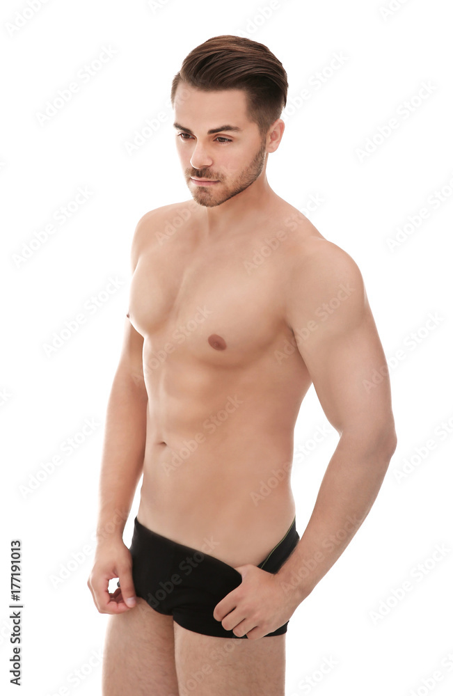 Sexy man in underwear on white background Sexy man in underwear on white background