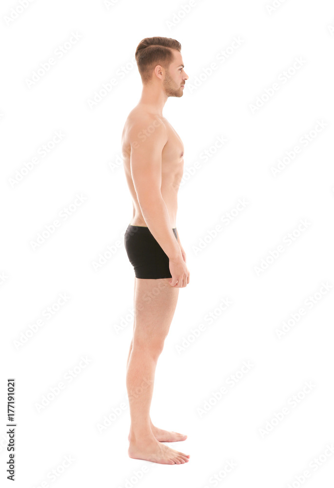 Fototapeta premium Sexy man in underwear on white background