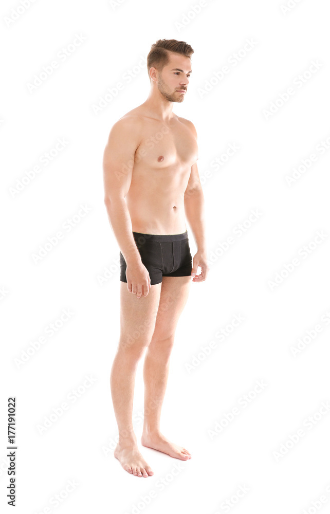 Sexy man in underwear on white background Sexy man in underwear on white background