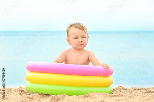 Cute baby in little inflata...