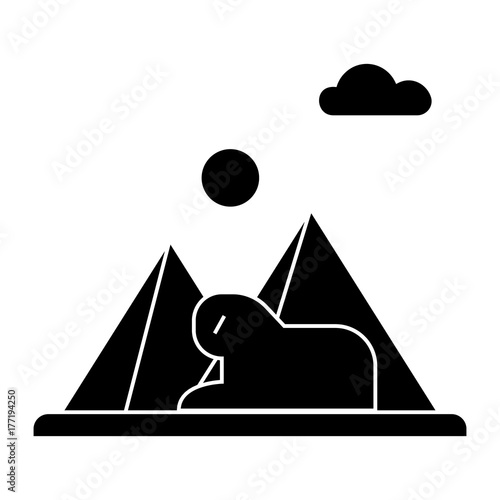 pyramids, egypt  icon, vector illustration, black sign on isolated background