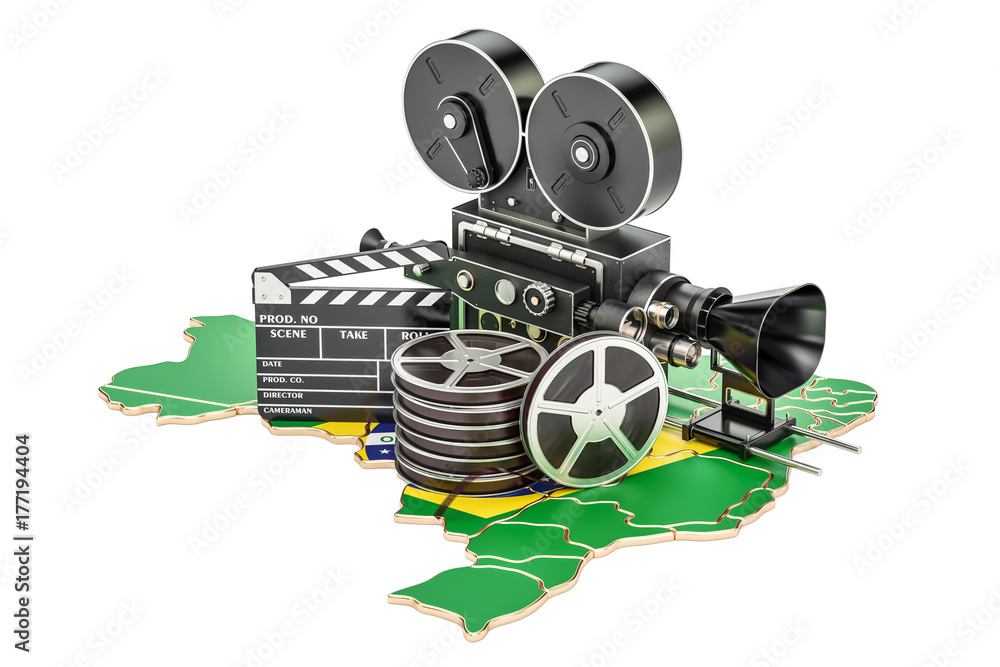 Naklejka premium Brazilian cinematography, film industry concept. 3D rendering