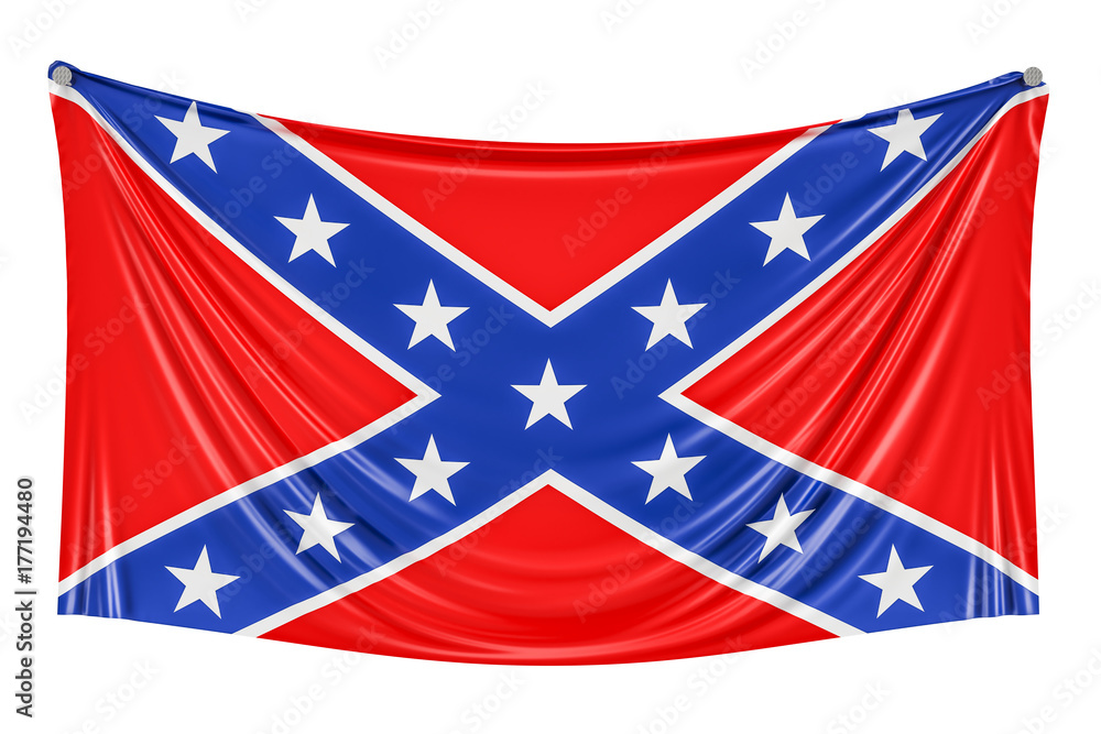 Fototapeta premium Flag of the Confederate States of America hanging on the wall, 3D rendering