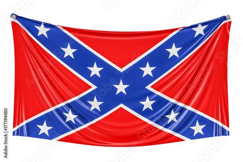 Flag of the Confederate States of America hanging on the wall, 3D rendering