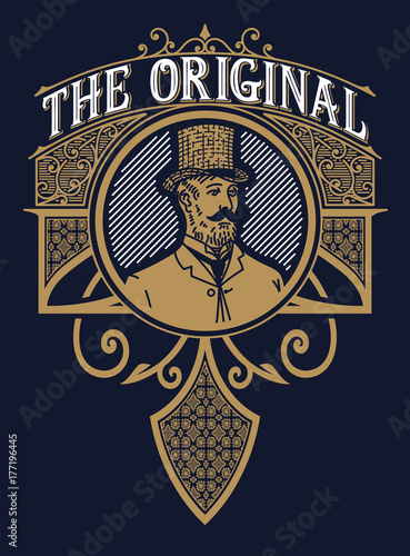 Vintage label with gentleman detail
