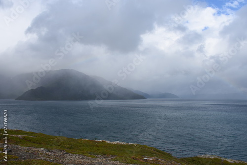 Fototapeta Norwegen, Norge, Alta, Altafjord, Fjord, Langfjorden, Langenesholmen, Insel, Bun