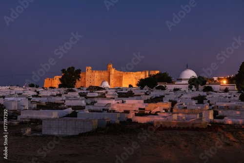 Arabic cemetery next to Ribat in Monastir, Tunisia photo