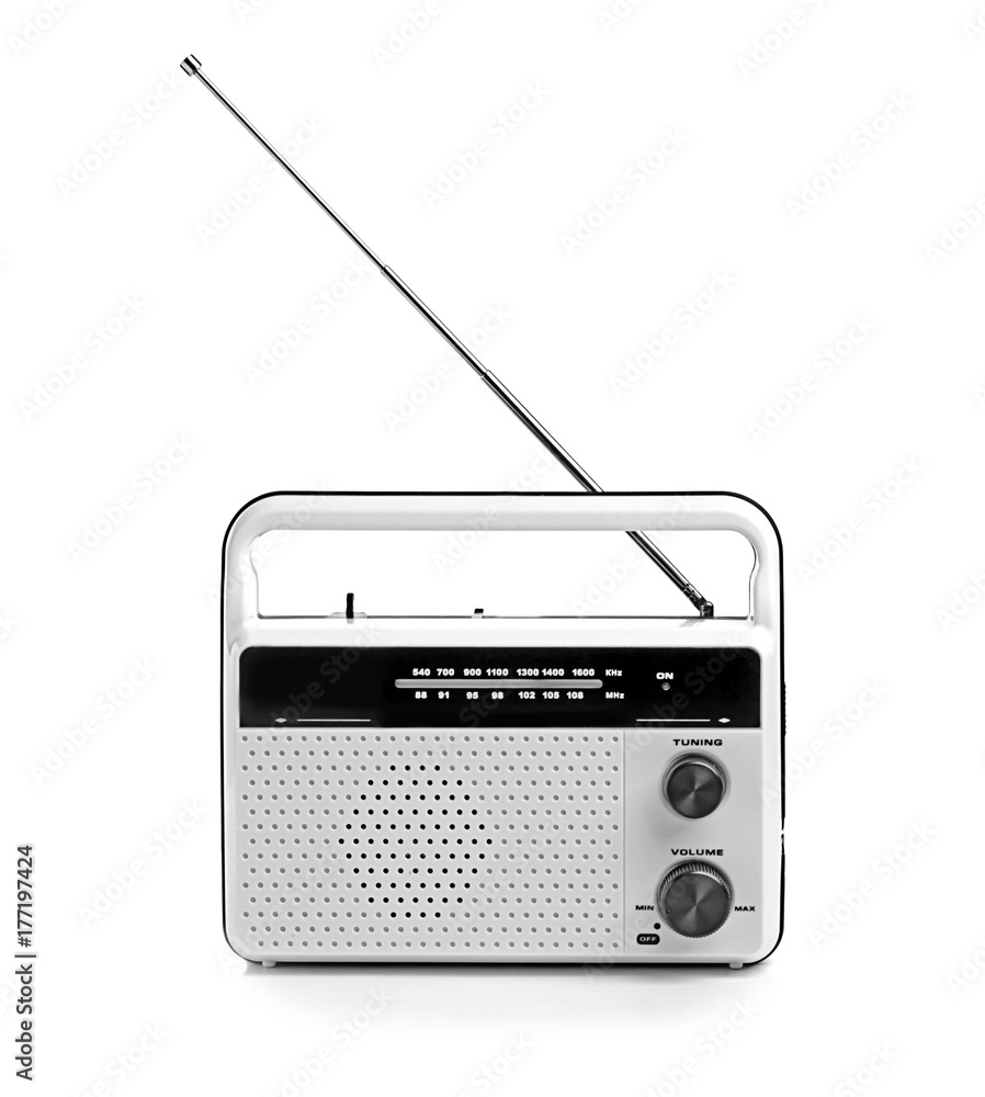 Radio receiver on white background Radio receiver on white background