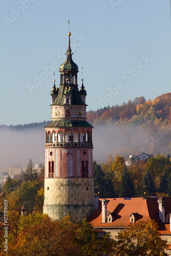 Castle in Cesky Krumlov on autumn.