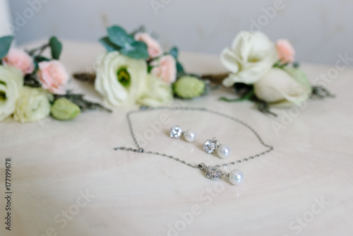 necklace and earrings for the bride