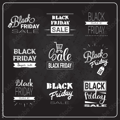 Black Friday Flyers Set Holiday Sale Label Collection Shopping Discount Banners Concept Vector Illustration