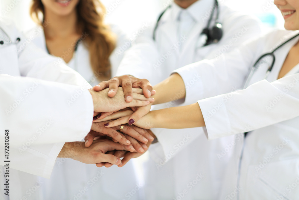 close-up of the medical team shows its unity close-up of the medical team shows its unity