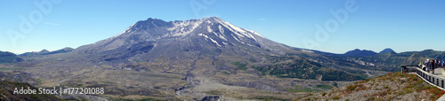 Mt St Helens crater  and lahar  mudflow