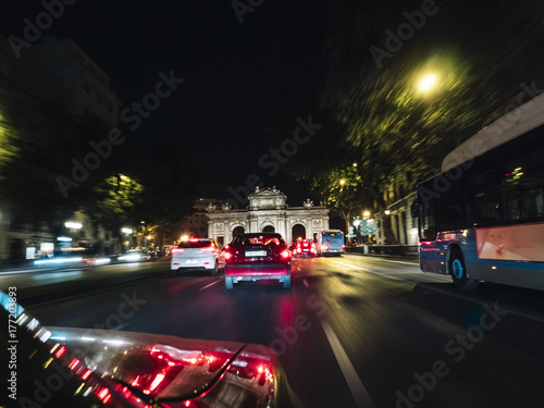 Car turism through the streets of Madrid Gran Vía Alcalá © karrastock