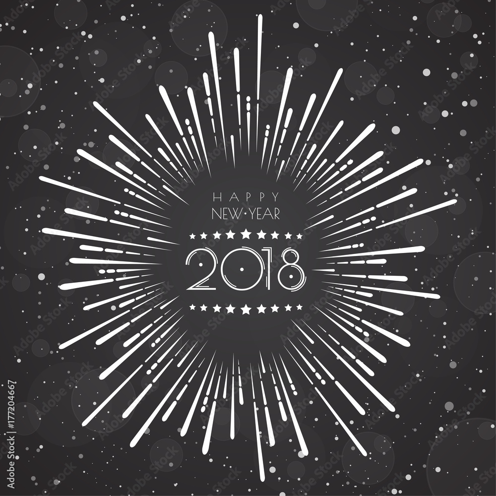 Happy new 2018 year. Greetings card. Colorful design. Vector illustration.