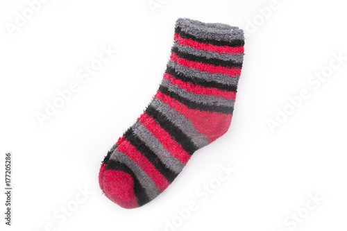 Thick socks for winter over white background