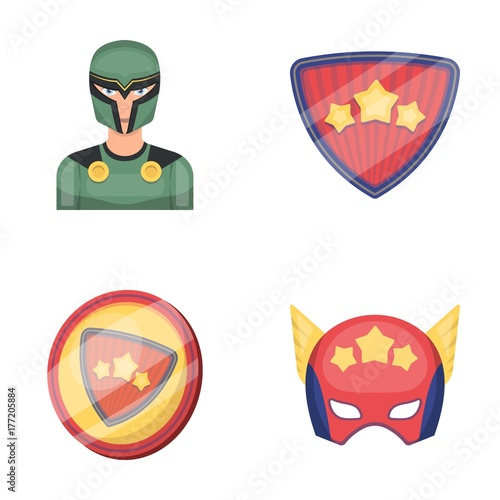 Man, mask, cloak, and other web icon in cartoon style.Costume, superhero, superforce, icons in set collection.