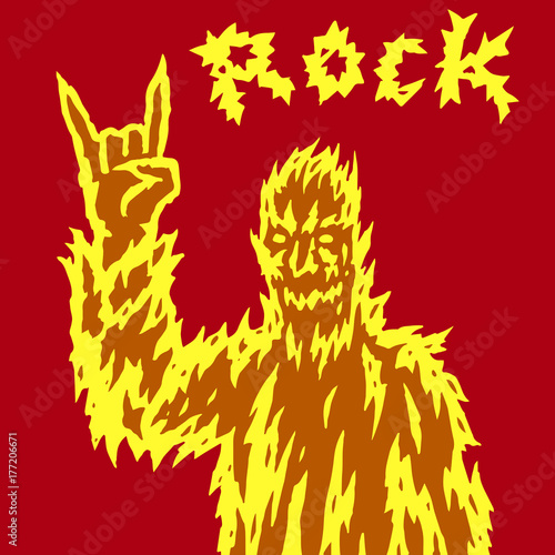 The ghost shows the gesture of a goat with fingers. Vector illustration.