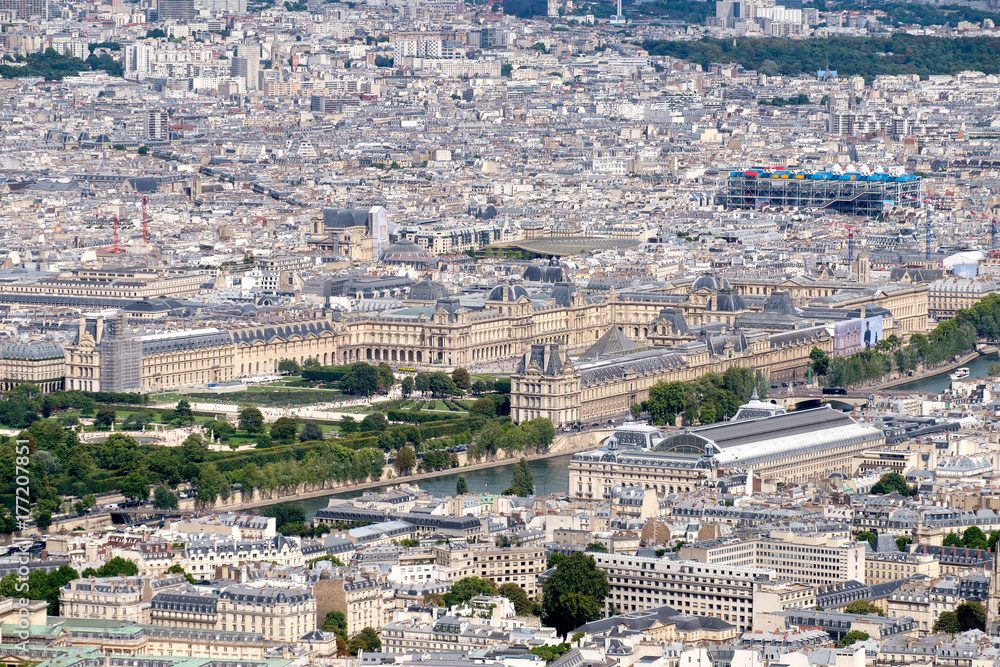 View of Paris including the Louvre, the George Pompidou museum and the Musee D'Orsay View of Paris including the Louvre, the George Pompidou museum and the Musee D'Orsay