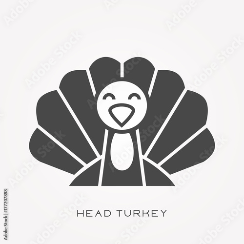 Silhouette icon head turkey