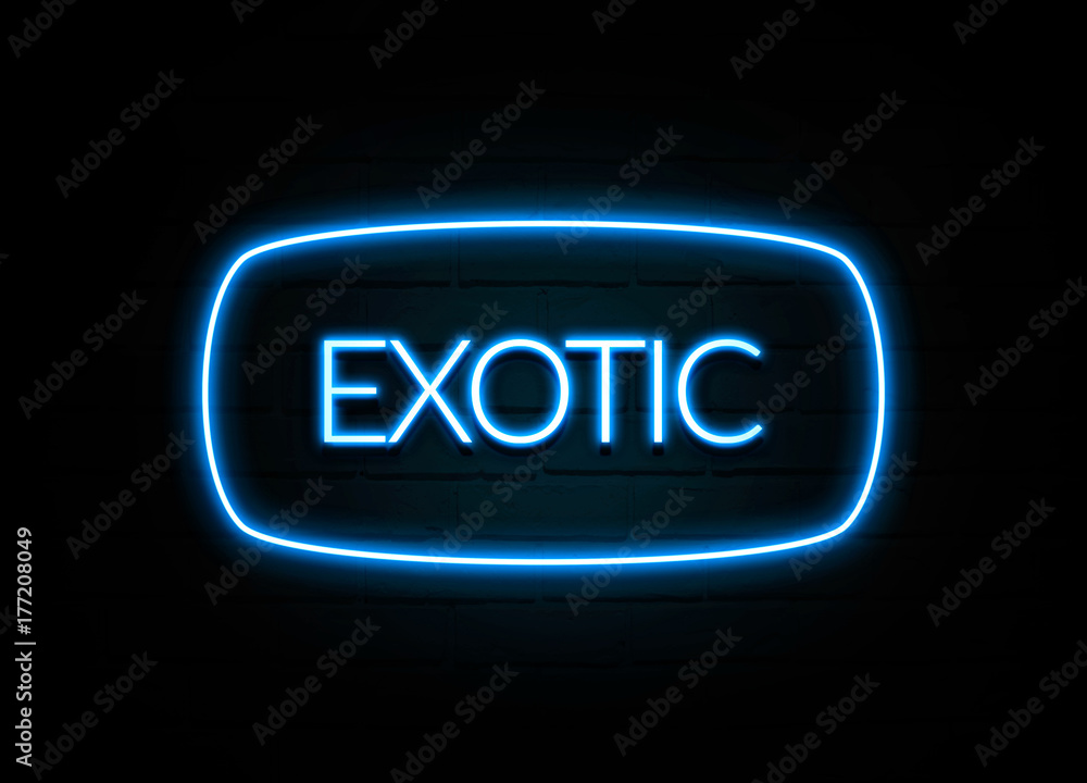 Exotic - colorful Neon Sign on brickwall Exotic - colorful Neon Sign on brickwall