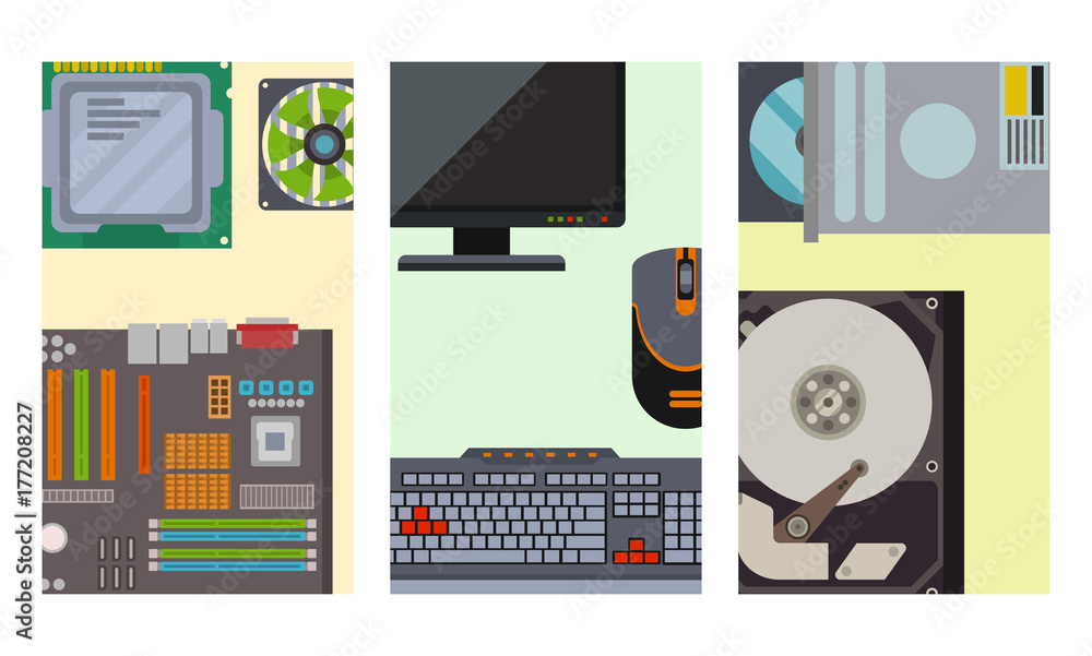 Cartoon Pc Components For Computer Store Set Vector High-Res Vector Graphic  - Getty Images