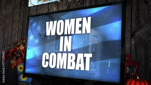 TV with ominious controversial news headline - Women in Combat photo
