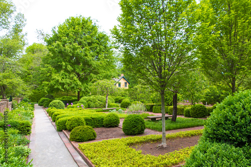 Springtime, formal garden landscape in park
