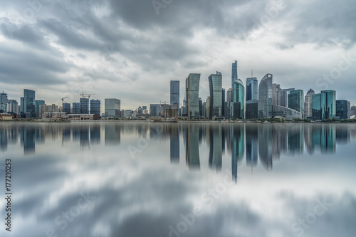 panoramic view of shanghai skyline with huangpu river