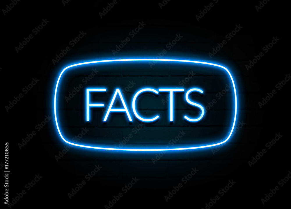 Facts - colorful Neon Sign on brickwall Facts - colorful Neon Sign on brickwall
