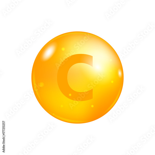 Vitamin C pill isolated on white background. icon vector