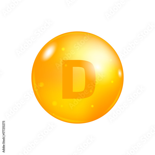 Vitamin D pill isolated on white background. icon vector