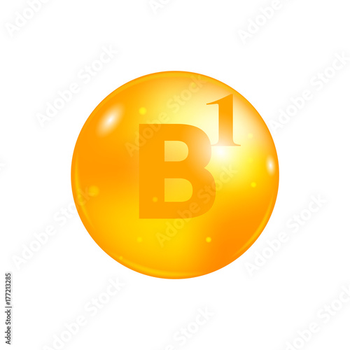 Vitamin B1 pill isolated on white background. icon vector