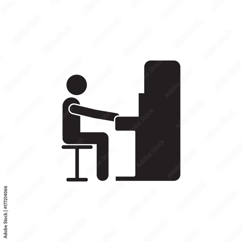 pianist playing piano icon pianist playing piano icon