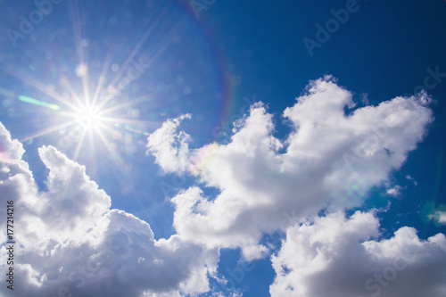 Cloud scape and sunshine with blue sky background  