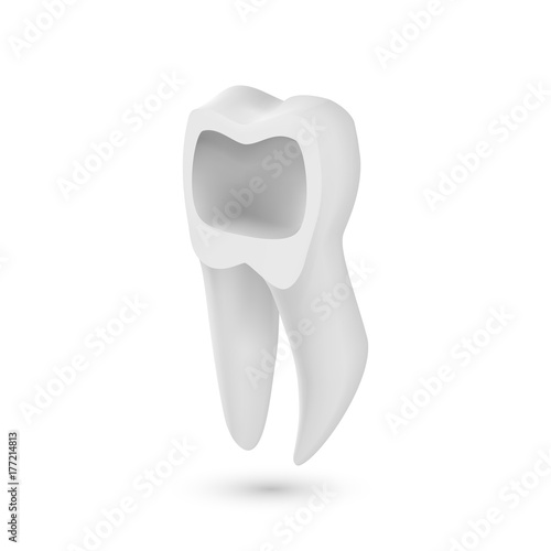 Illustration of Vector Tooth Icon. Realistic Teeth Isolated on White Background