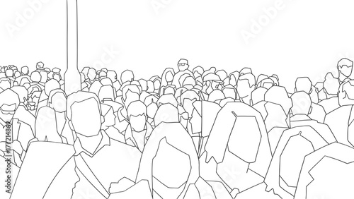 Illustration of rush hour crowd in urban environment