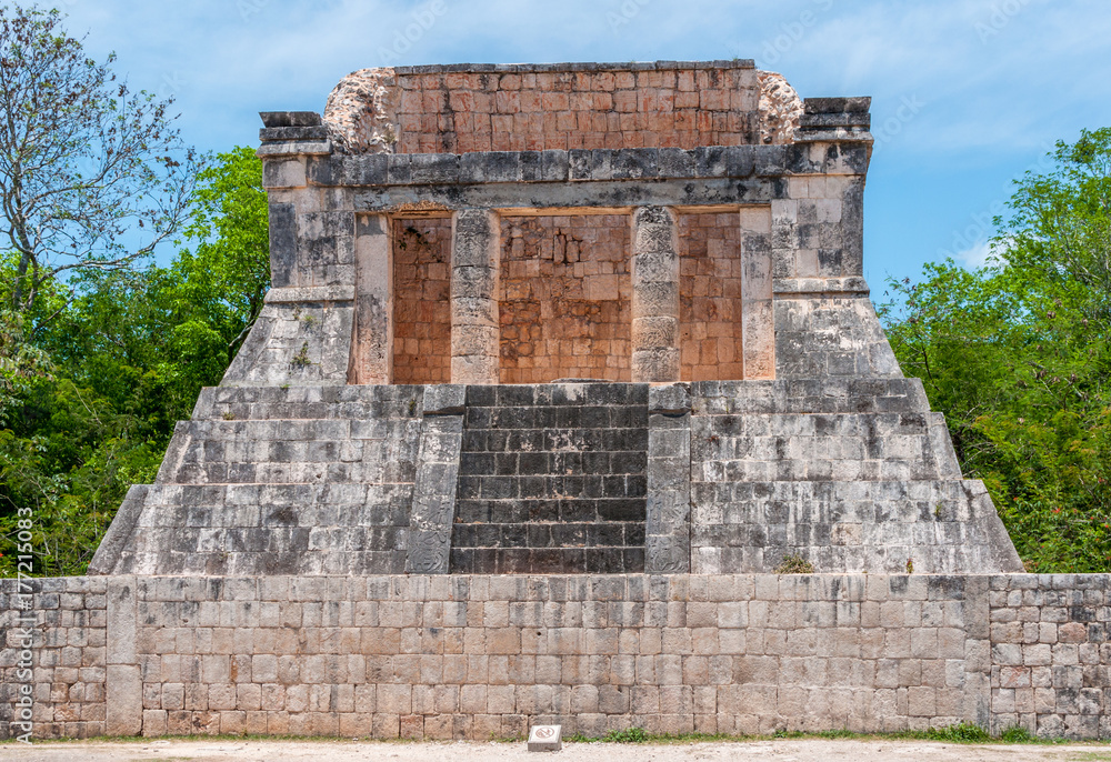 Naklejka premium North Temple at the Great Ball Court, Chichen Itza, Yucatan, Mexico