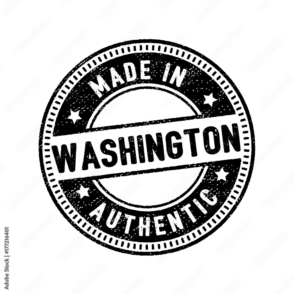made in washington authentic circle rubber stamp icon