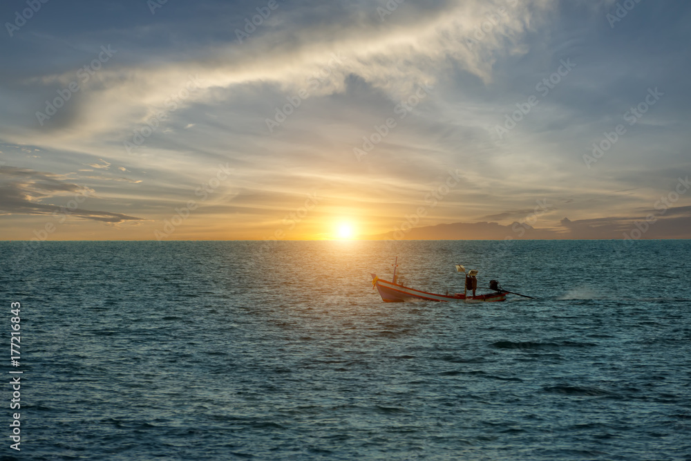 Fototapeta premium Small fishing boat in the sea.