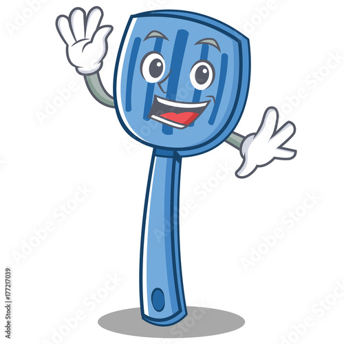 Waving spatula character cartoon style