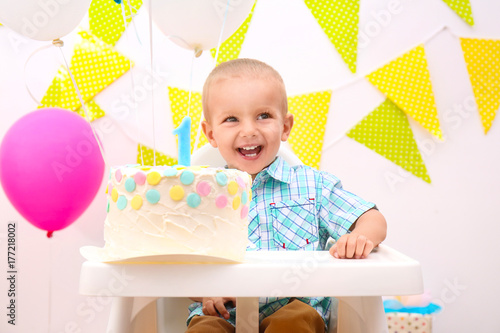 Cute baby boy with birthday...