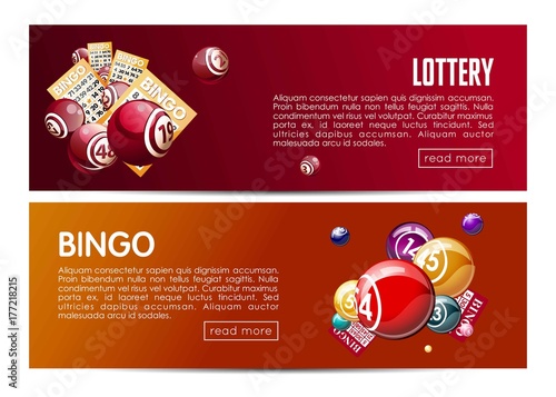Bingo lotto lottery web banners templates set.